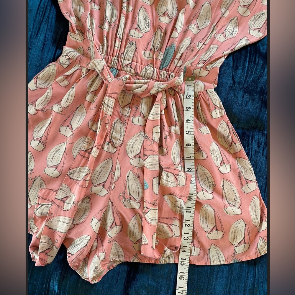 Anthropologie - Nautical Pink and White Short Sleeved Jumpsuit Romper - Small - Picture 10 of 10